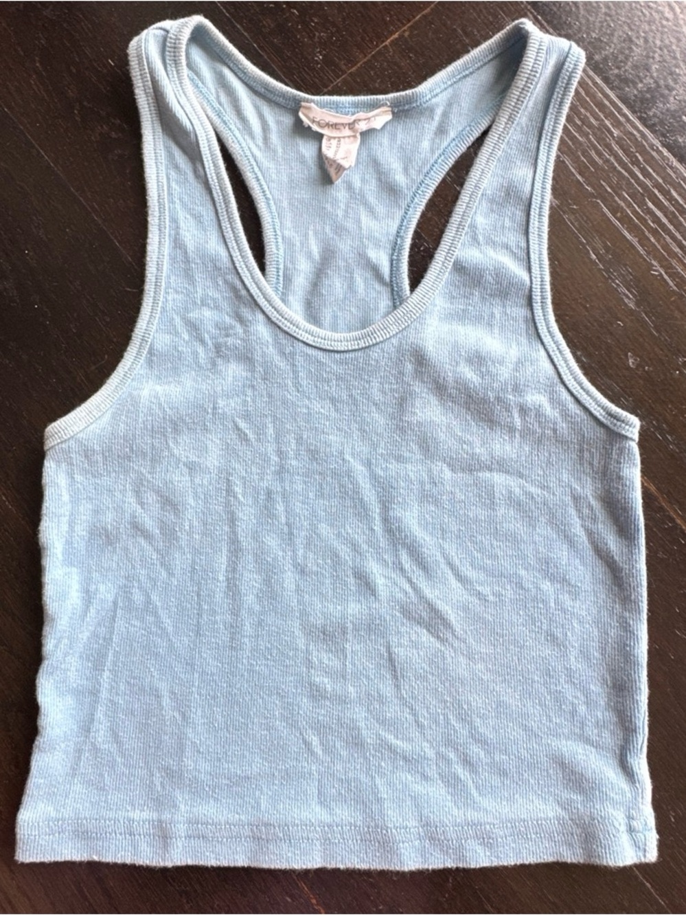 Forever 21 Light Blue Ribbed Racerback Tank Top